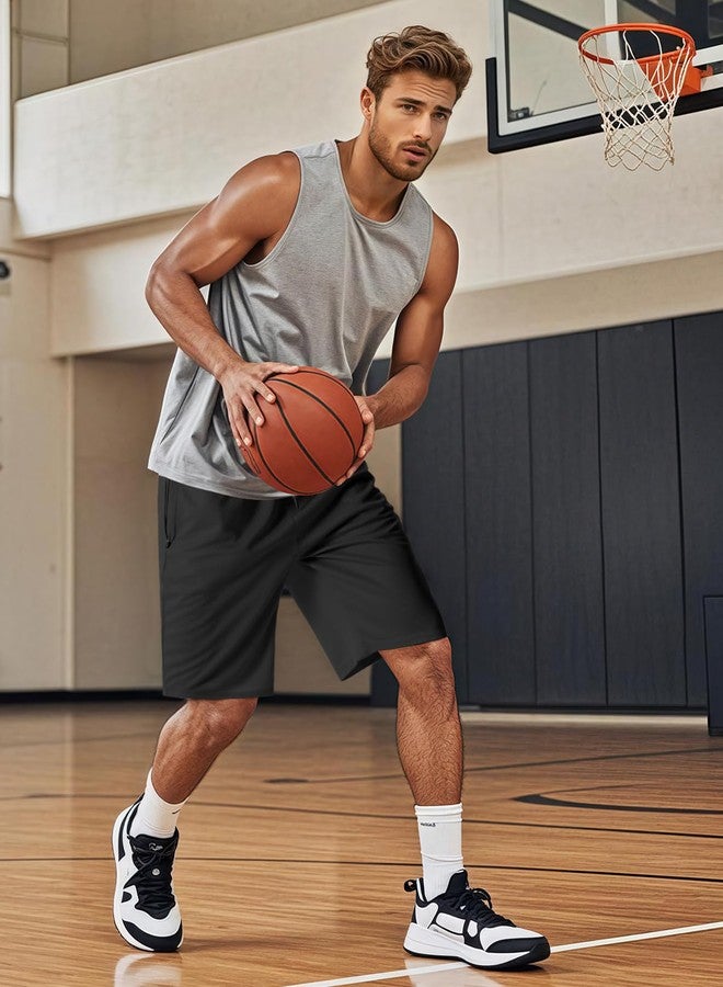 Aolesy Men's Basketball Shorts with Zipper Pockets Lightweight Quick Dry 10 Inch Workout Shorts for Men Athletic Gym Black - Image 5